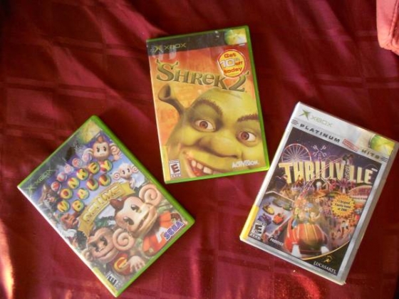 3►XBOX games Shrek 2, Super Monkey Ball, Thrillville