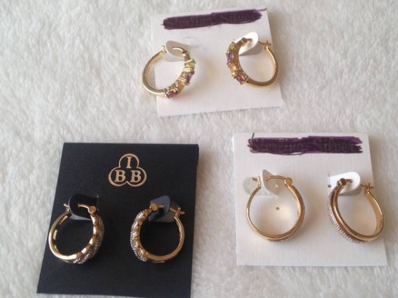 Earrings, gold over brass & bronze