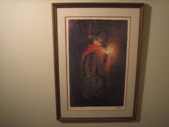 Child Holding Glowing Light - Lithograph - Numbered 366/475 - Signed