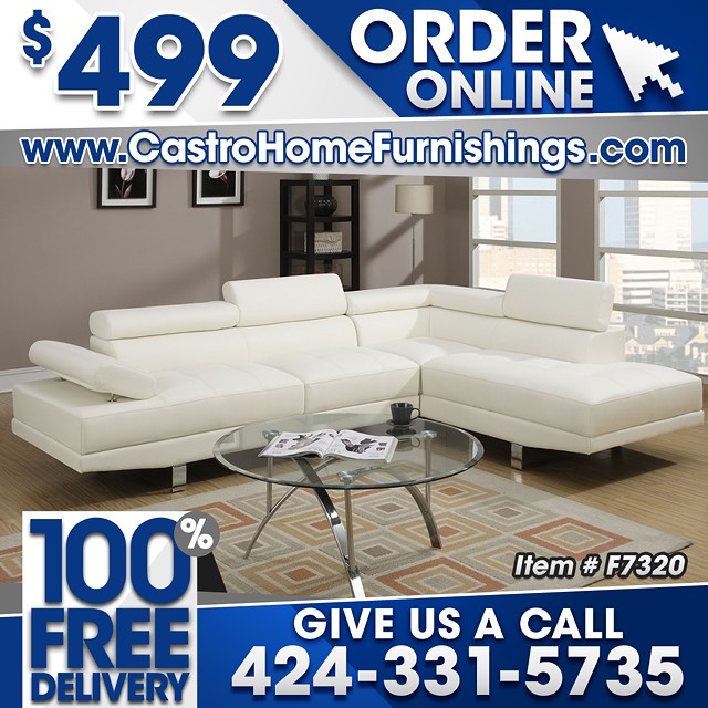 $499, Lux White Leather Modern Sofa Sectional - 100% FREE DELIVERY!