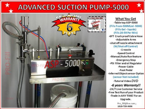 $2,281, Fills Liquids,Gels ,Oils,& ETC.Single Head Piston Filler/Filling Machine Advanced Suction Pump-5000