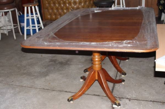 STICKLEY Duncan Branded Double Pedestal 4 Leafs Dining TABLE CIRCA1955